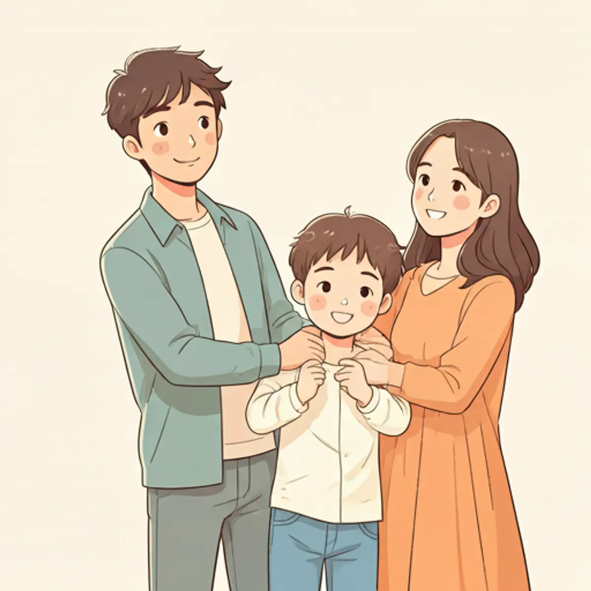 Família feliz e protegida